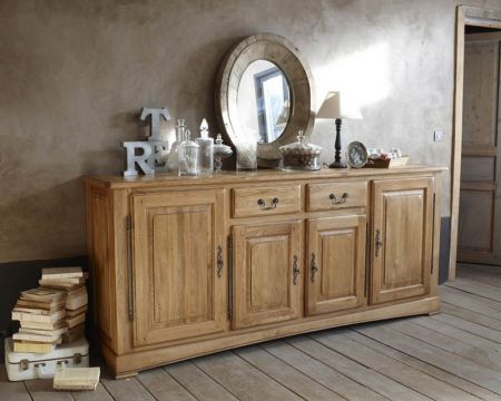 Credenza "antica" in rovere massiccio a 4 ante e 2 cassetti