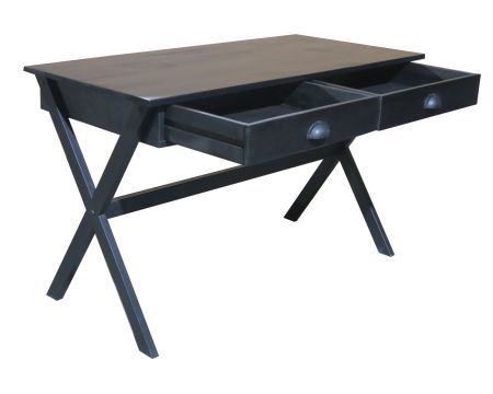 Scrivania in metallo nero e legno 120cm "Atelier