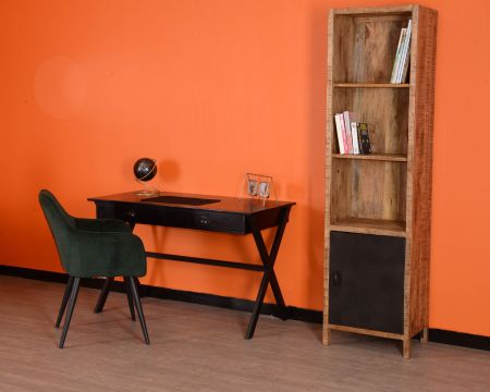 Scrivania in metallo nero e legno 120cm "Atelier