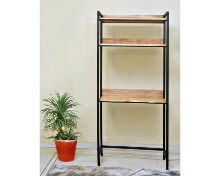 Scrivania industriale "Atelier" in metallo e legno di mango con scaffali 