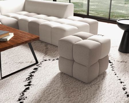 Pouf cubo di design "Casa Nova" in bicolore grigio e beige