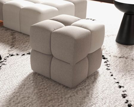 Pouf cubo di design "Casa Nova" in bicolore grigio e beige