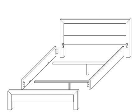 Letto industriale in metallo e rovere massiccio Queen Size 160x200 cm "Catania