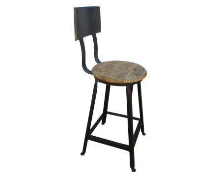 Sedia da bar a isola "Atelier Grey" in metallo nero e legno esotico
