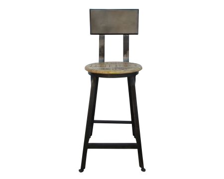 Sedia da bar a isola "Atelier Grey" in metallo nero e legno esotico