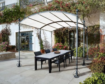 Pergola metallica a 6 bracci con tetto arrotondato "Gardénia" 3m60 x 3m