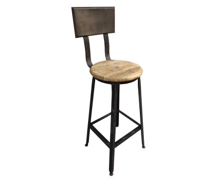 Sedia da bar industriale "Atelier Grey" da 110 cm in metallo e legno massiccio