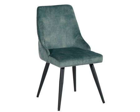 Set di 2 sedie "Casta" in stile vintage in metallo nero e tessuto blu petrolio