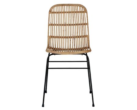 Sedia di design "Casita" in rattan intrecciato a mano e metallo nero
