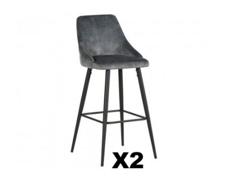 Set di 2 seggioloni "Casta" in velluto grigio con gambe in metallo
