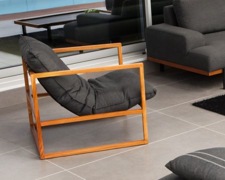 Poltrona da giardino in teak e tessuto Sunbrella "Maluku Island
