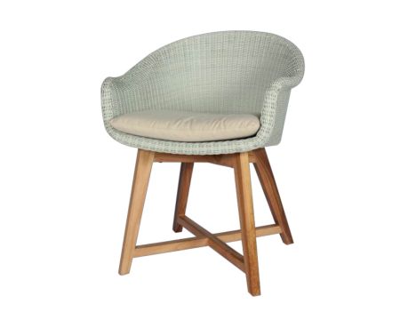 Sedia da giardino "Biarritz" in teak e rattan bianco imitazione resina