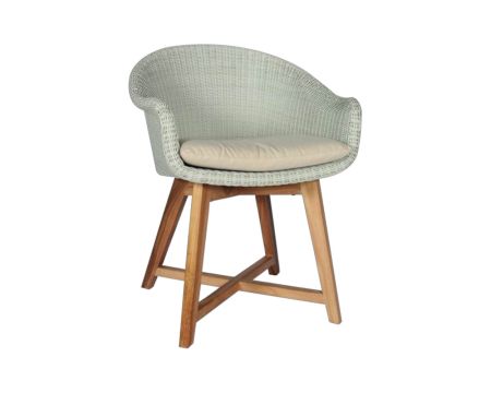 Sedia da giardino "Biarritz" in teak e rattan bianco imitazione resina