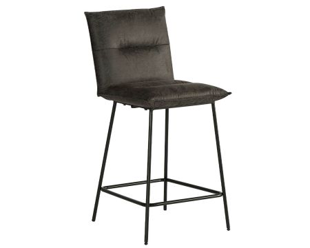 Set di 2 seggioloni vintage in tessuto grigio e metallo nero Casita