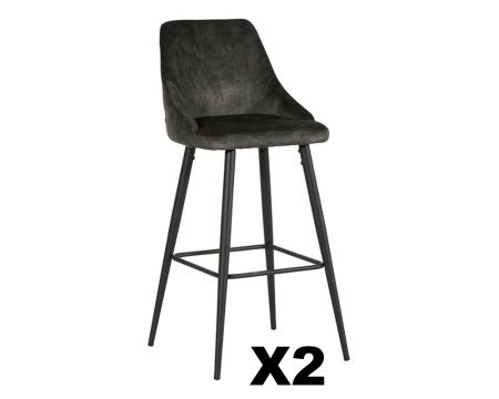 Set di 2 seggioloni "Casta" in tessuto kaki con tocco di velluto