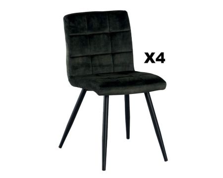 Set di 4 sedie retrò in tessuto "Sando" Casita color kaki e nero
