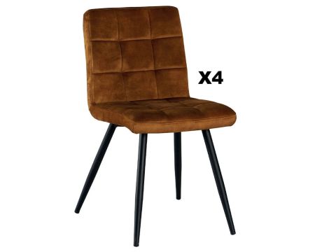 Set di 4 sedie scandinave "Sando" in tessuto senape e metallo nero
