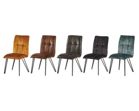 Set di 4 sedie da pranzo in tessuto blu "Venus" con gambe in metallo nero