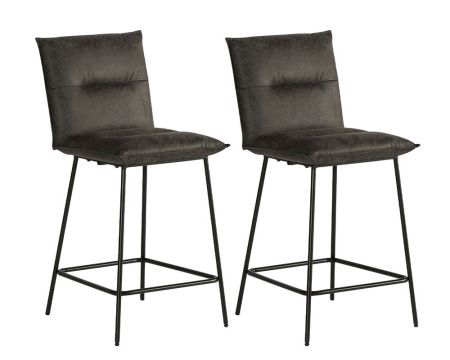 Set di 2 seggioloni vintage in tessuto grigio e metallo nero Casita