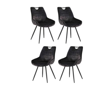 Set di 4 sedie scandinave in tessuto e metallo "Dina" grigie e nere
