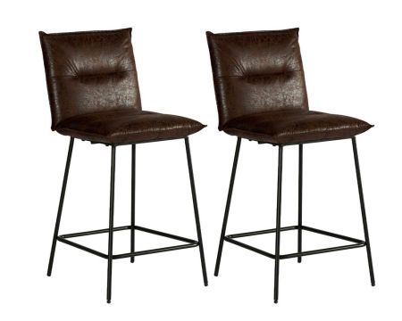 Set di 2 seggioloni industriali Casita in metallo nero e tessuto marrone