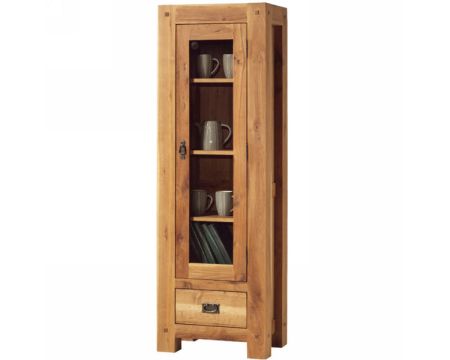Vetrina in rovere massiccio oliato 1 anta 1 cassetto "Lodge Casita" 180 cm