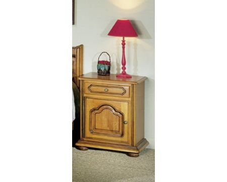 Comodino "rustico" in rovere 1 anta sinistra 1 cassetto