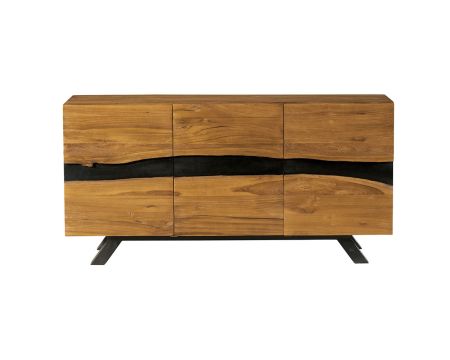 Credenza a 3 ante "Copley" in design teak grezzo