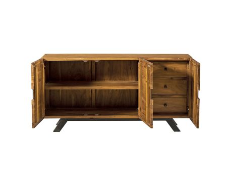 Credenza a 3 ante "Copley" in design teak grezzo