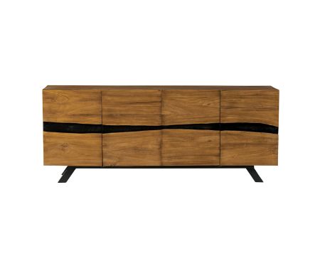 Credenza "Copley" in teak di recupero con motivo "natura grezza"