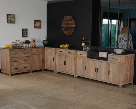 Cucina in legno massiccio "Grand Chef" a 1 anta e 1 cassetto