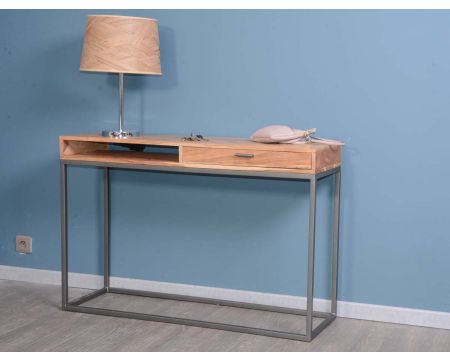 Consolle "Zen" con contenitore in metallo e legno