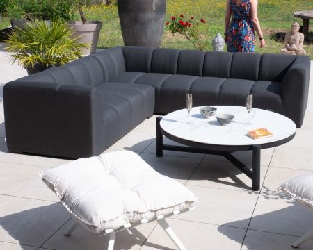 Divano angolare speciale per esterni "Terrasse" in tessuto grigio scuro di alta gamma