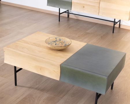 Tavolino rettangolare in legno e metallo 100x55 cm "Elegancy