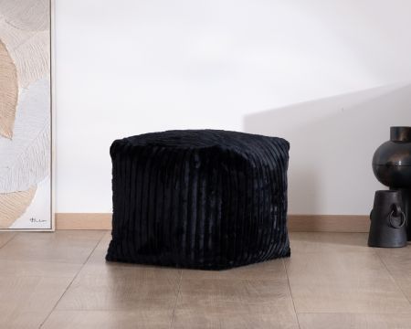 Pouf quadrato in velluto a coste "Lizard" color antracite dal sapore accogliente e chic