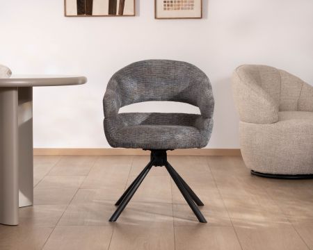 Set di 2 sedie girevoli "Movy" con seduta avvolgente in tessuto boucle grigio