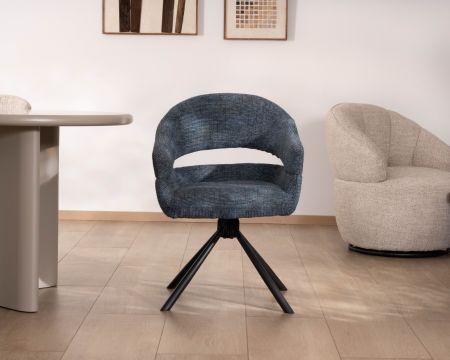 Set di 2 sedie girevoli "Movy" con braccioli in tessuto intrecciato blu profondo