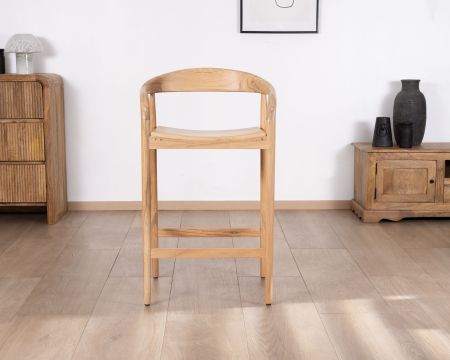 Sgabello da bar "Vogue" in acacia, design puro con schienale