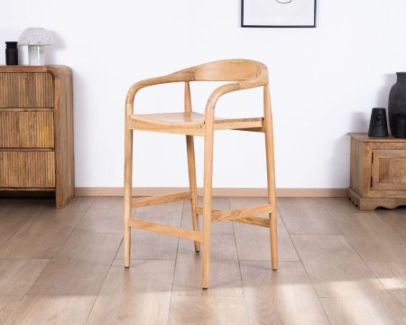 Sgabello da bar "Vogue" in acacia, design puro con schienale