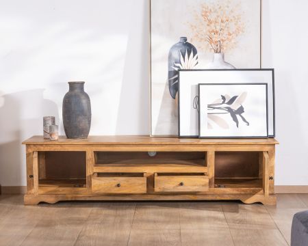 Grande porta TV country chic in legno di mango da 180 cm "Sarah