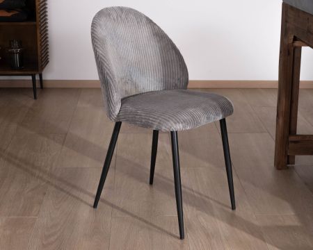 Set di 4 sedie da pranzo contemporanee "Bellot" in velluto a coste grigio
