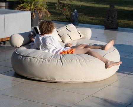 Lettino rotondo morbido beige diametro 1m80 "Saint Tropez