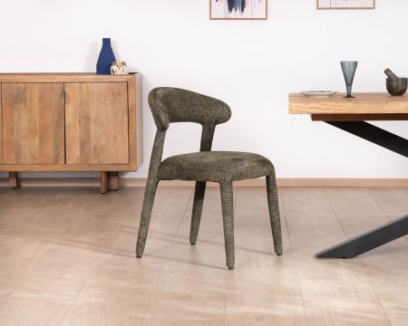 Set di 2 sedie da pranzo di design in tessuto riccio color kaki "Amarello" a copertura totale