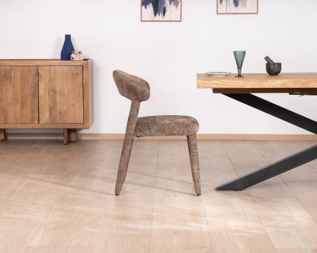 Set di 2 sedie di design a copertura totale "Amarello" in tessuto boucle marrone