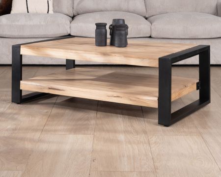 Tavolino Montreal" da 120 cm con doppio piano in metallo e legno