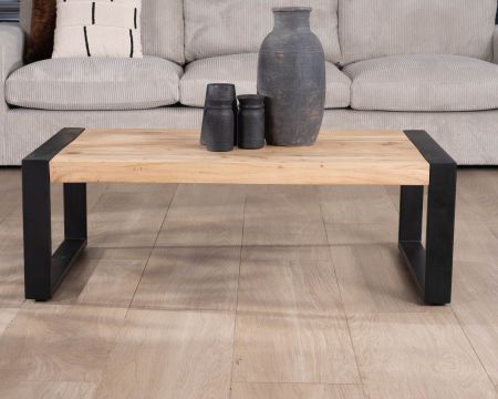 Tavolino rettangolare in metallo e legno in stile industriale "Montréal