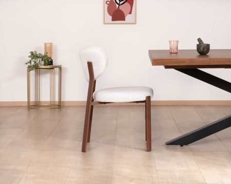 Set di 2 sedie da pranzo impilabili in stile retrò in tessuto intrecciato bianco "Staccato" con gambe in legno scuro