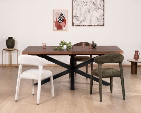 Tavolo da pranzo allungabile da 190-250 cm in mango scuro con gambe a stella Sheffield