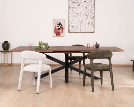 Tavolo da pranzo allungabile da 190-250 cm in mango scuro con gambe a stella Sheffield