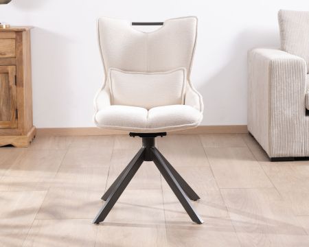 Set di 2 sedie girevoli a stella "Biorg" in metallo e tessuto bianco